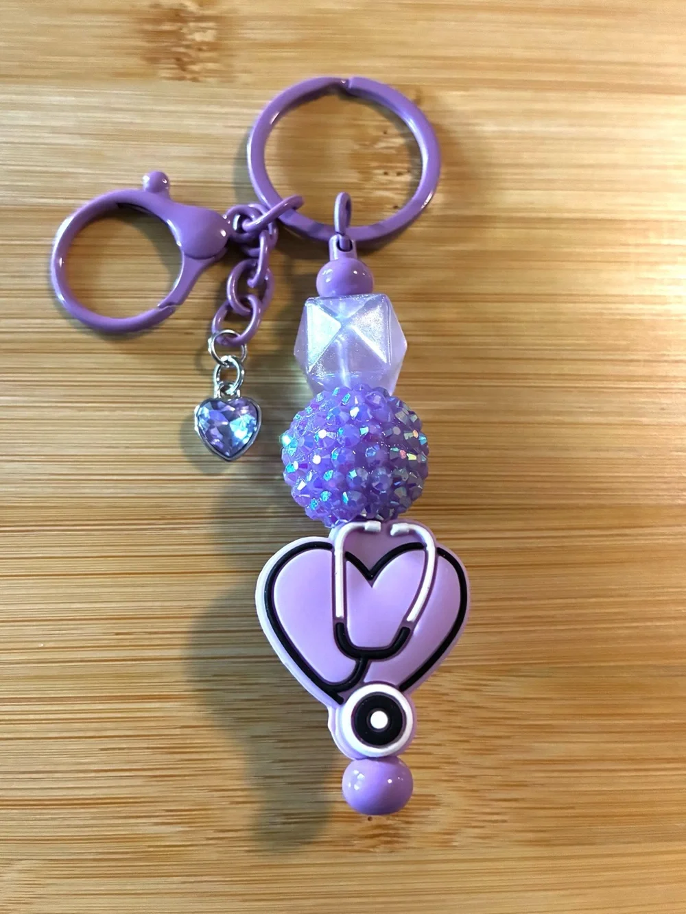 Purple Heart Stethoscope Keychain & Bag Charm